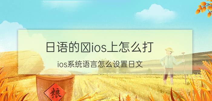 日语的のios上怎么打 ios系统语言怎么设置日文？